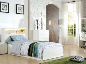 Adela Bed King Single Gloss White