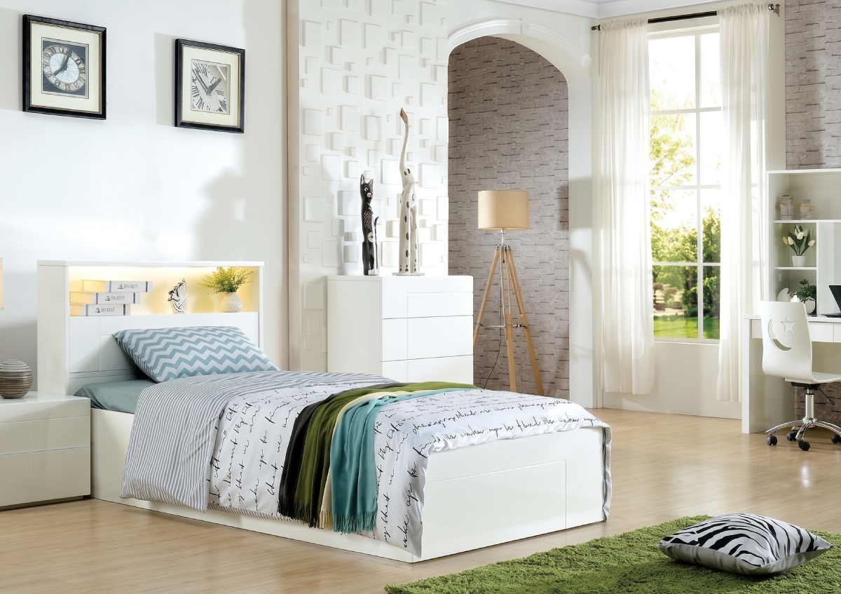 Adela Bed King Single Gloss White - Image 1