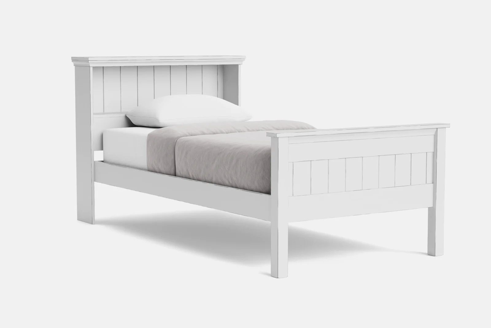 kids furniture Adventure King Single Bed with Headend Shelf High Foot King Aged White