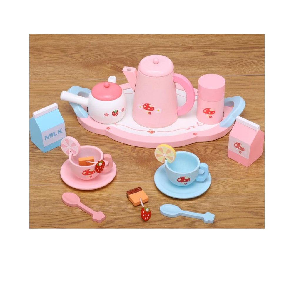 Tea Set with Tray Wooden Playset