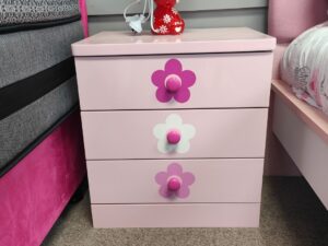 Daisy Flower Side Table 3 Drawer Pink