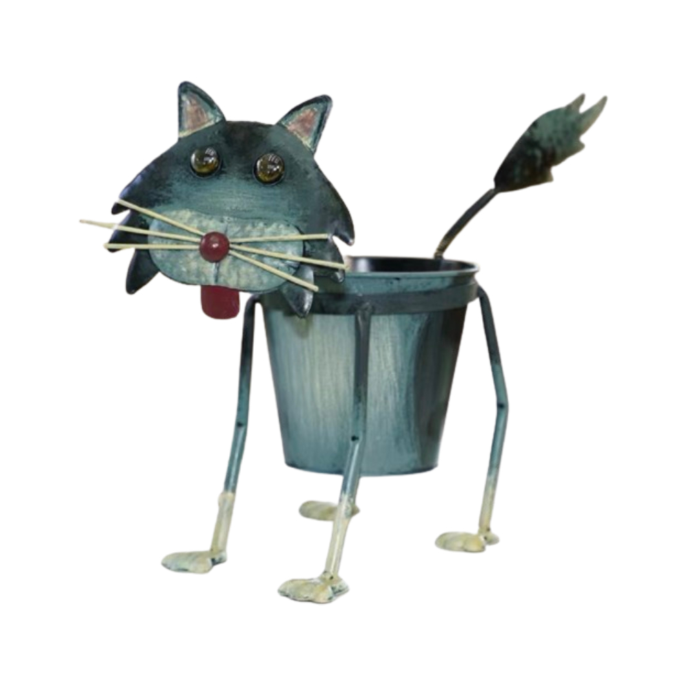 Metal Cat Pot Figurine