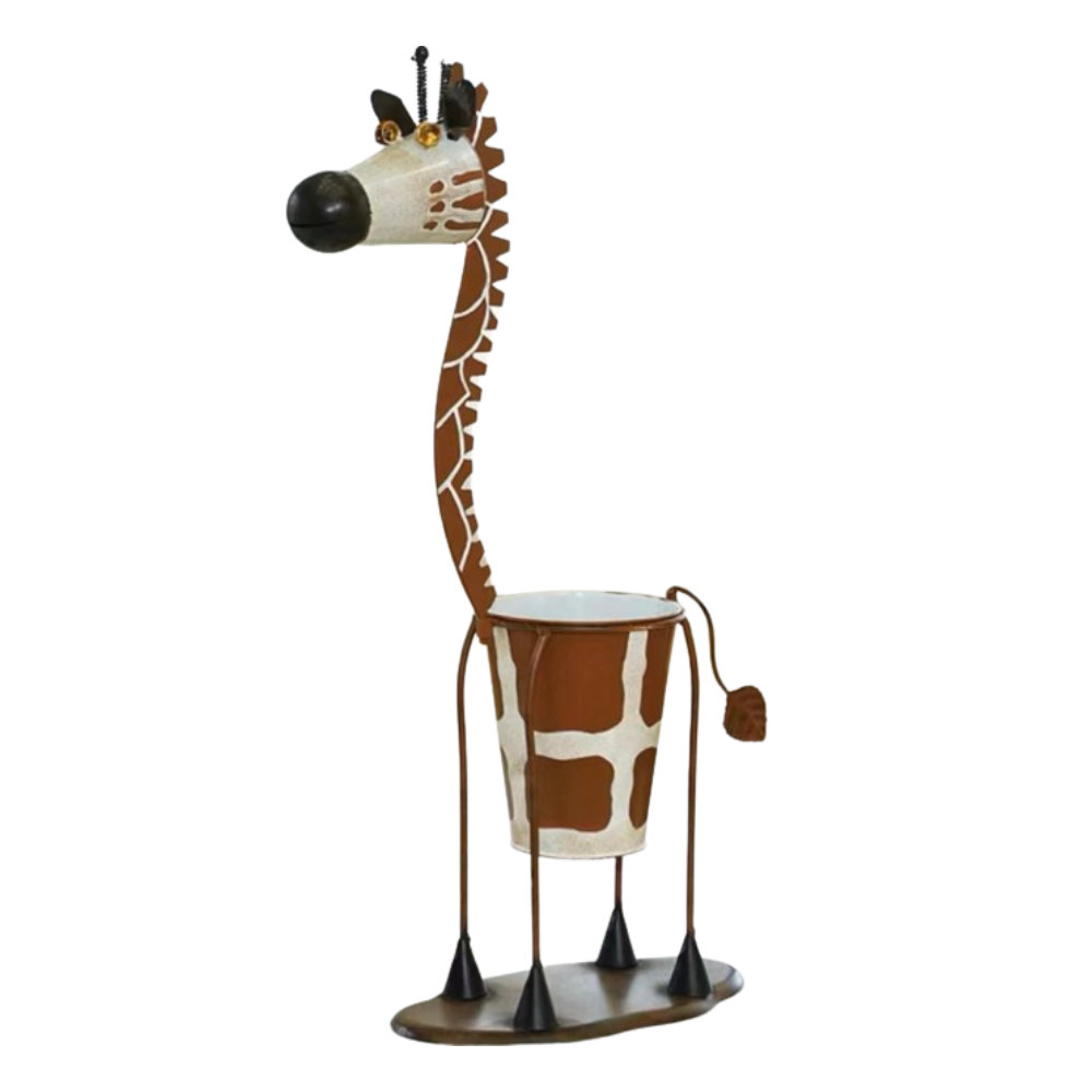 Metal Giraffe Pot Figurine (1)