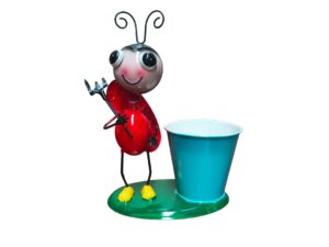 Metal Ladybird Pot - Turquoise