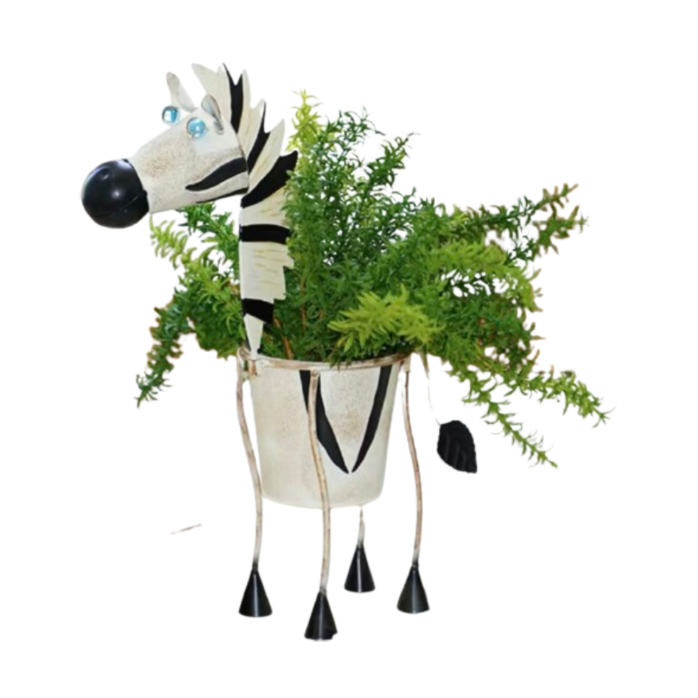 Metal Zebra Pot Figurine (1)
