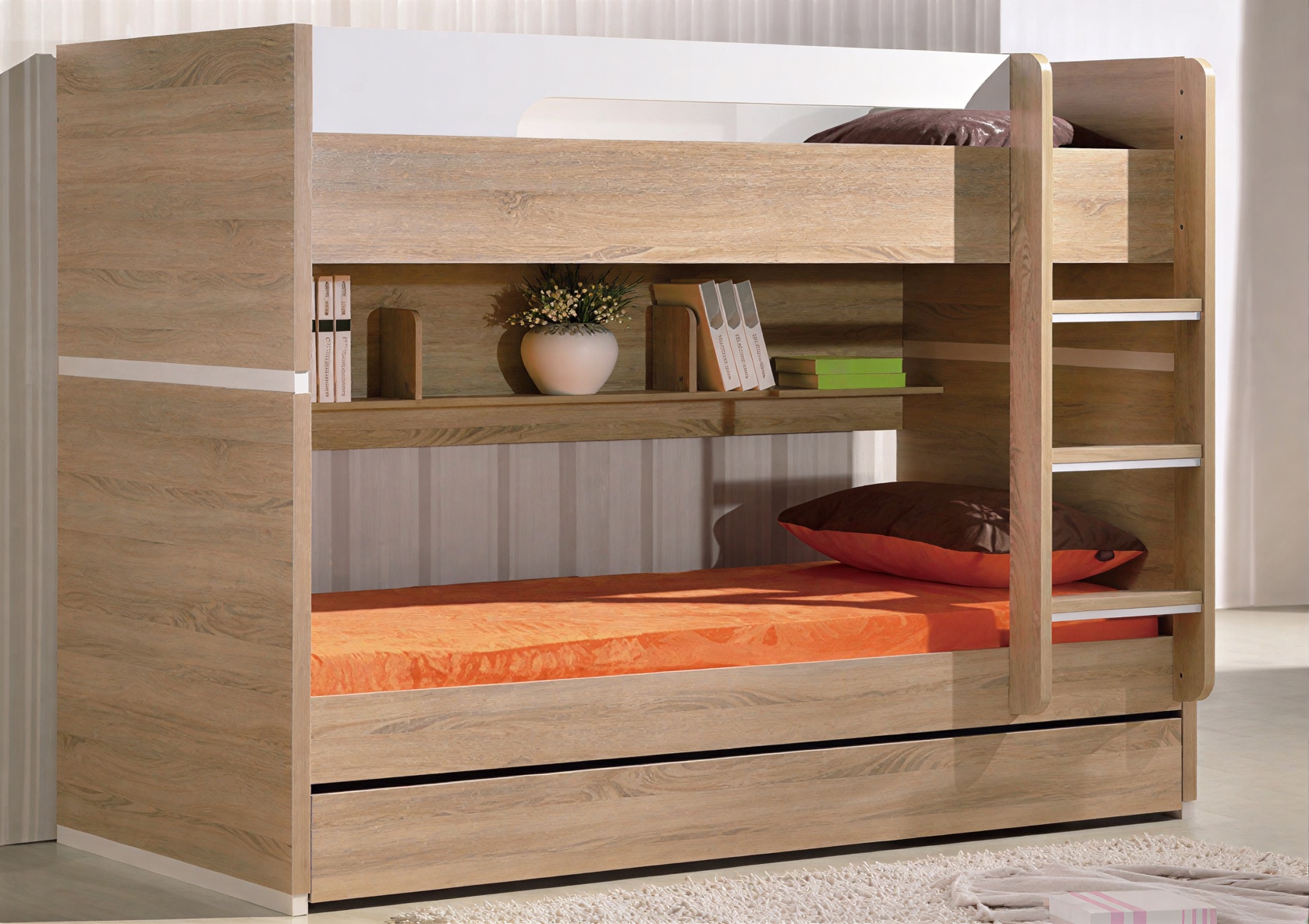 Magic-Bunk-Bed-King-Single-feature-image Magic Bunk Bed King Single – a space-saving wooden bunk bed with a pull-out trundle, certified to NZ Safety Standards.