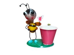 Metal Honey Bee Pot - Pink