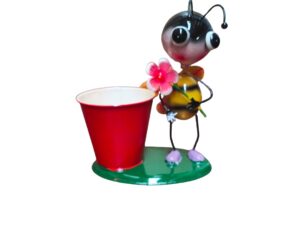 Metal Honey Bee Pot - Red