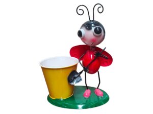 Metal Ladybird Pot - Yellow
