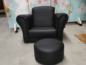 Childrens Chair with Footstool Black