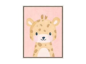 Blushing Giraffe White Washed Framed Kids Wall Art
